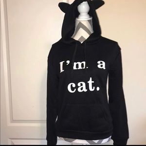 Cat Hoodie Black Medium